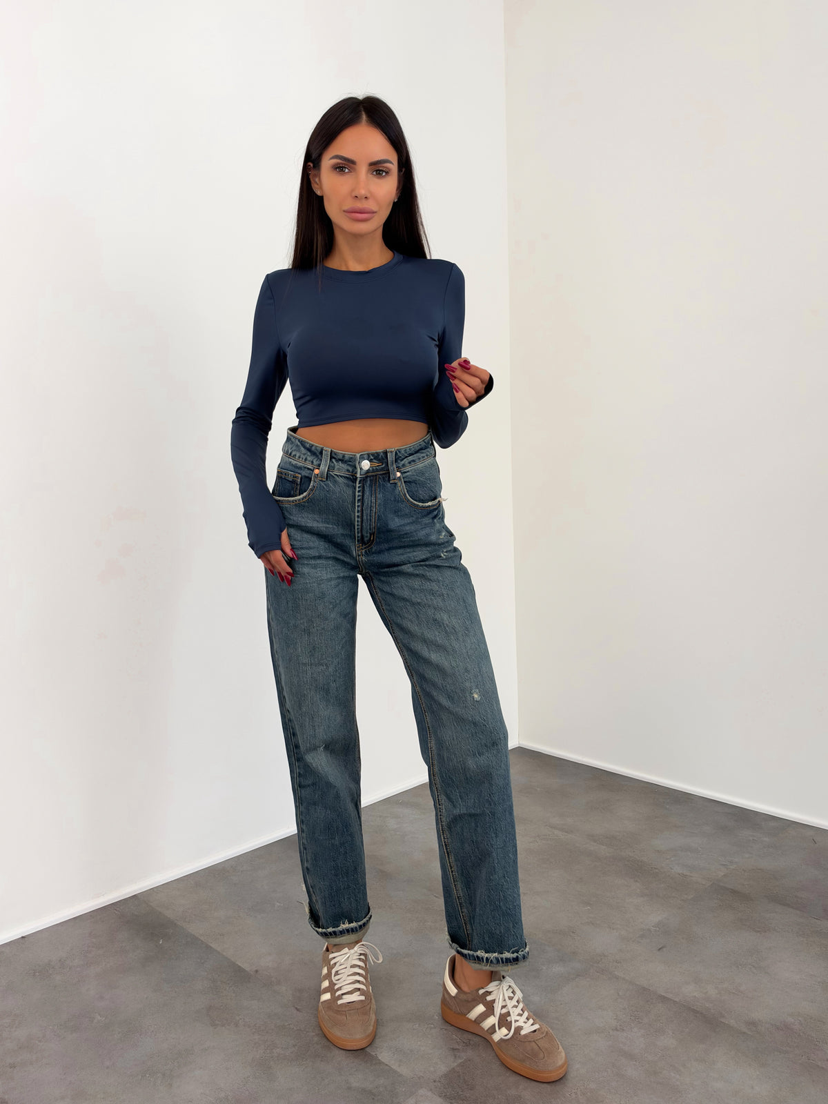 Maglia Crop Simply - Blu