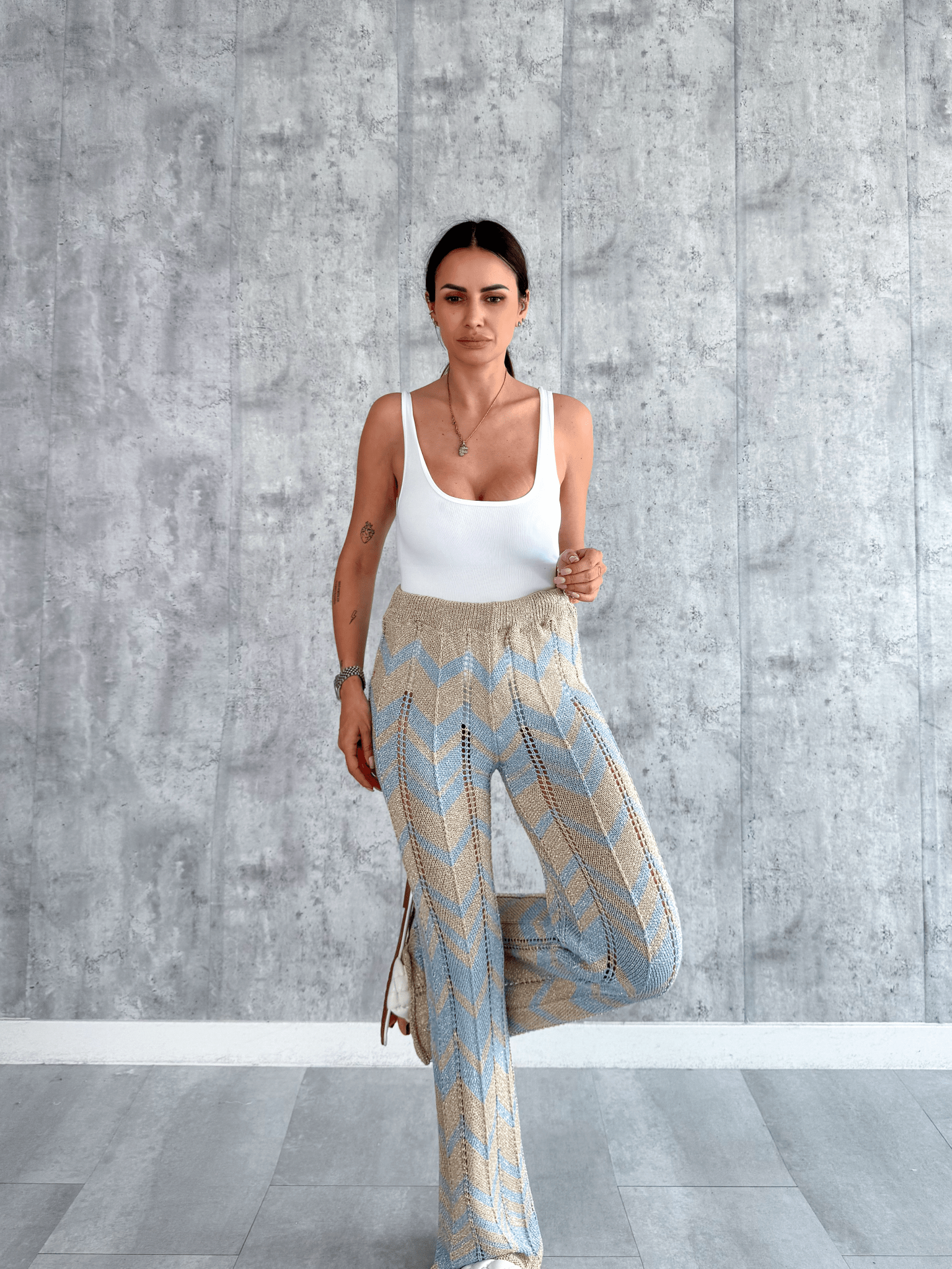 Pantalone Zigzag - Celeste - SAINTH