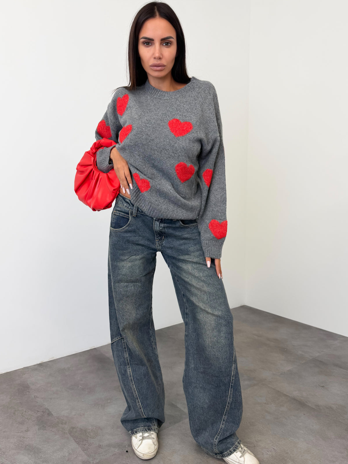Pull Cuori - Grigio