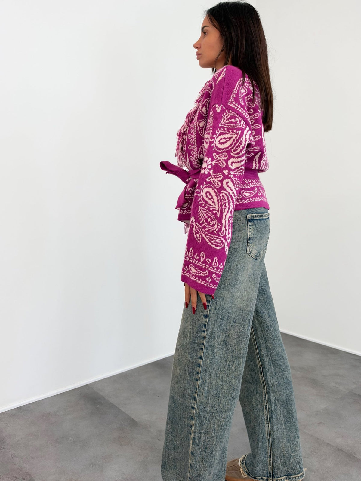 Cardigan Crop Azteco - Magenta - SAINTH