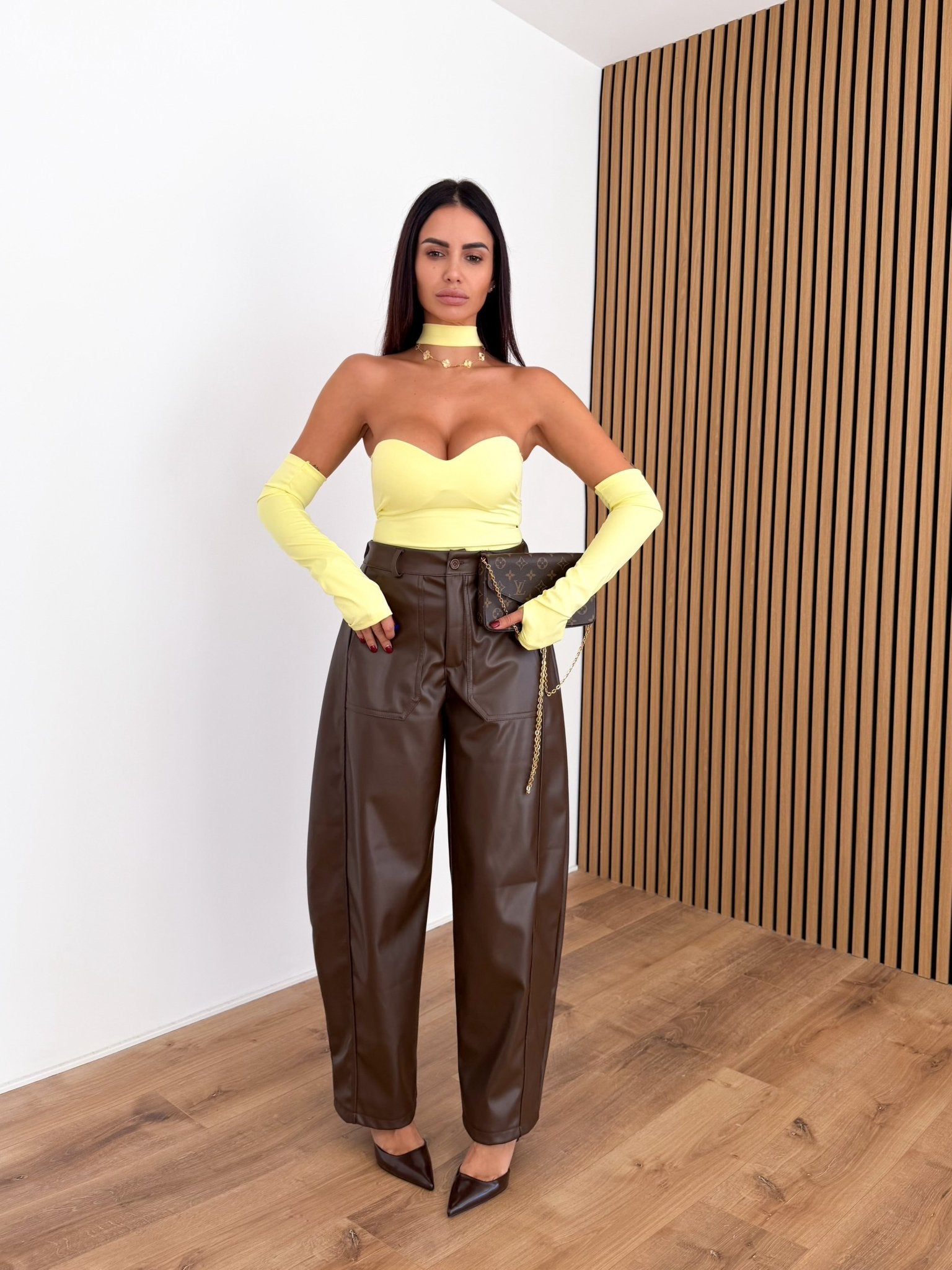 Pantalone Strong Ecopelle - Marrone - SAINTH