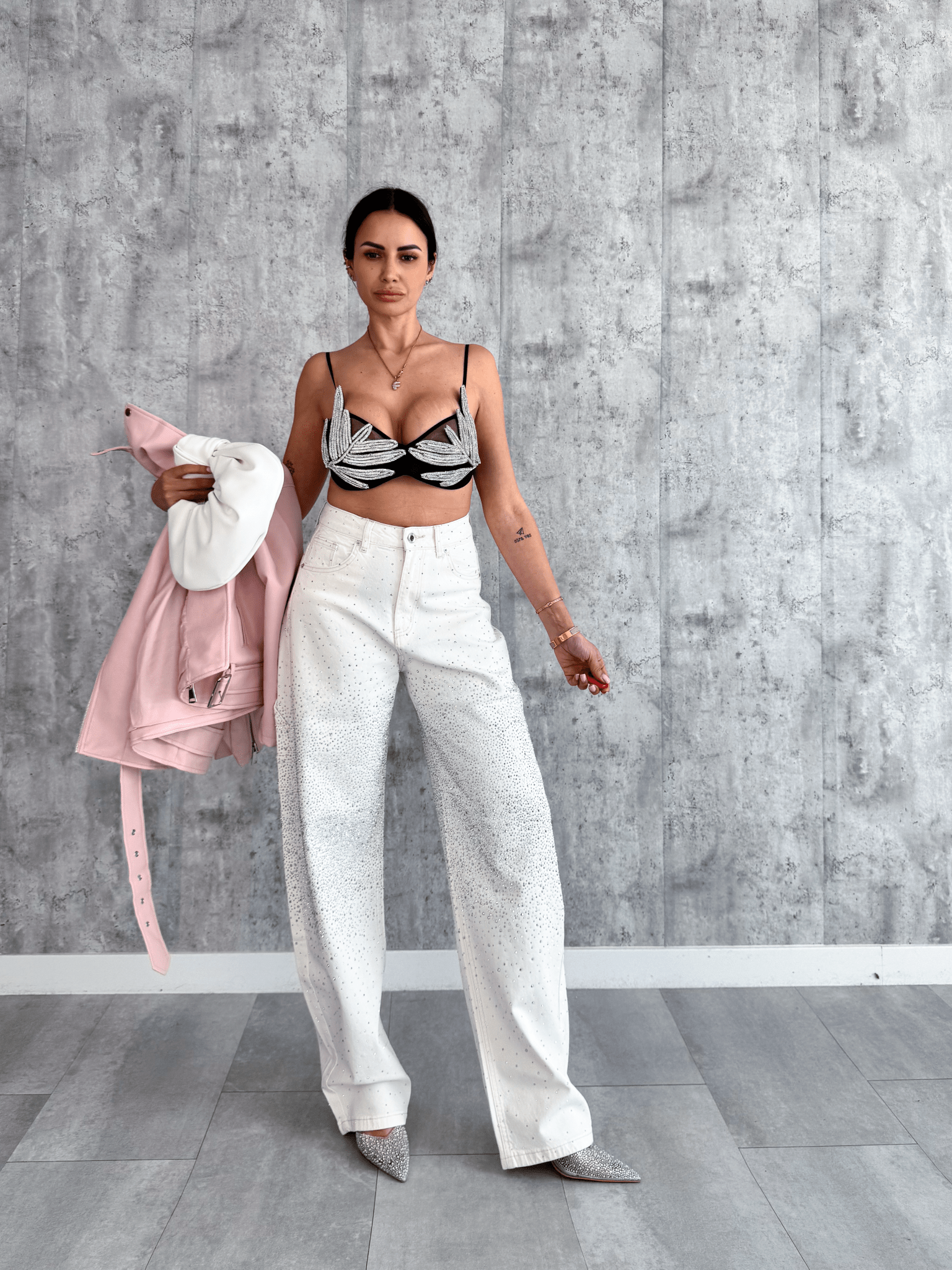 Jeans Baggy Diamonds - Bianco - SAINTH