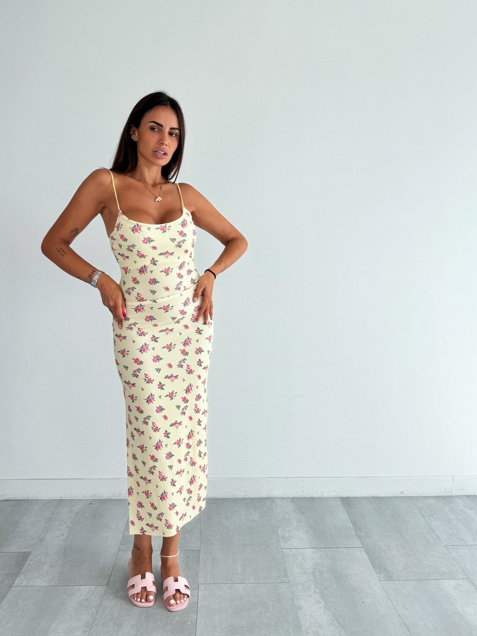 Abito Costine Roselline - Giallo - SAINTH