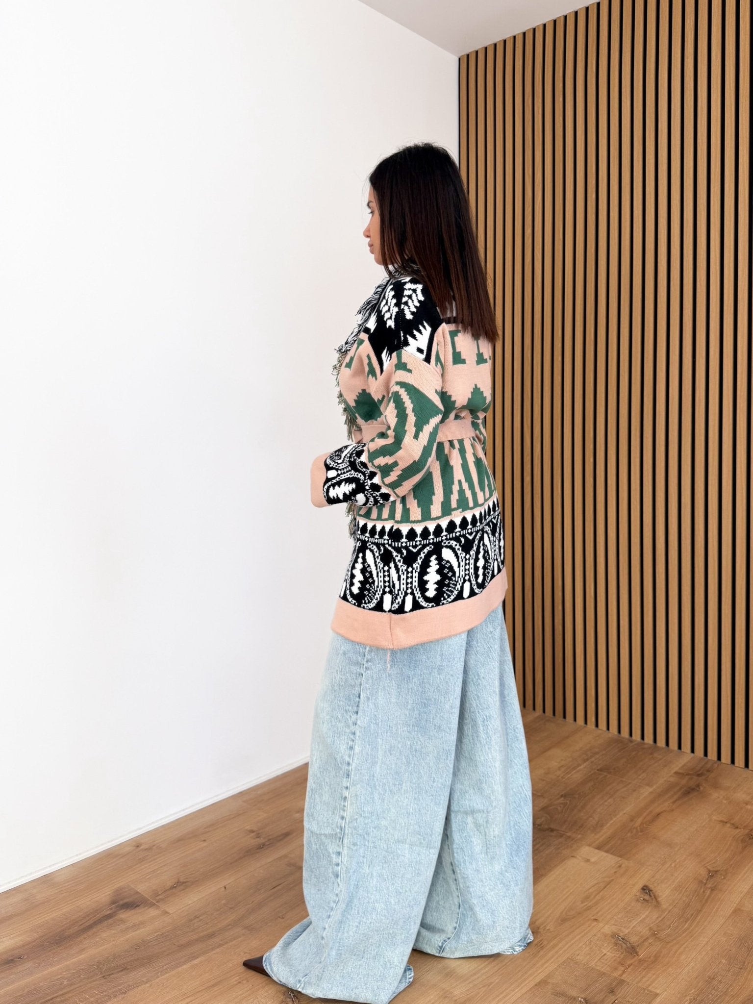 Cardigan Hindu - Cipria e Verde - SAINTH