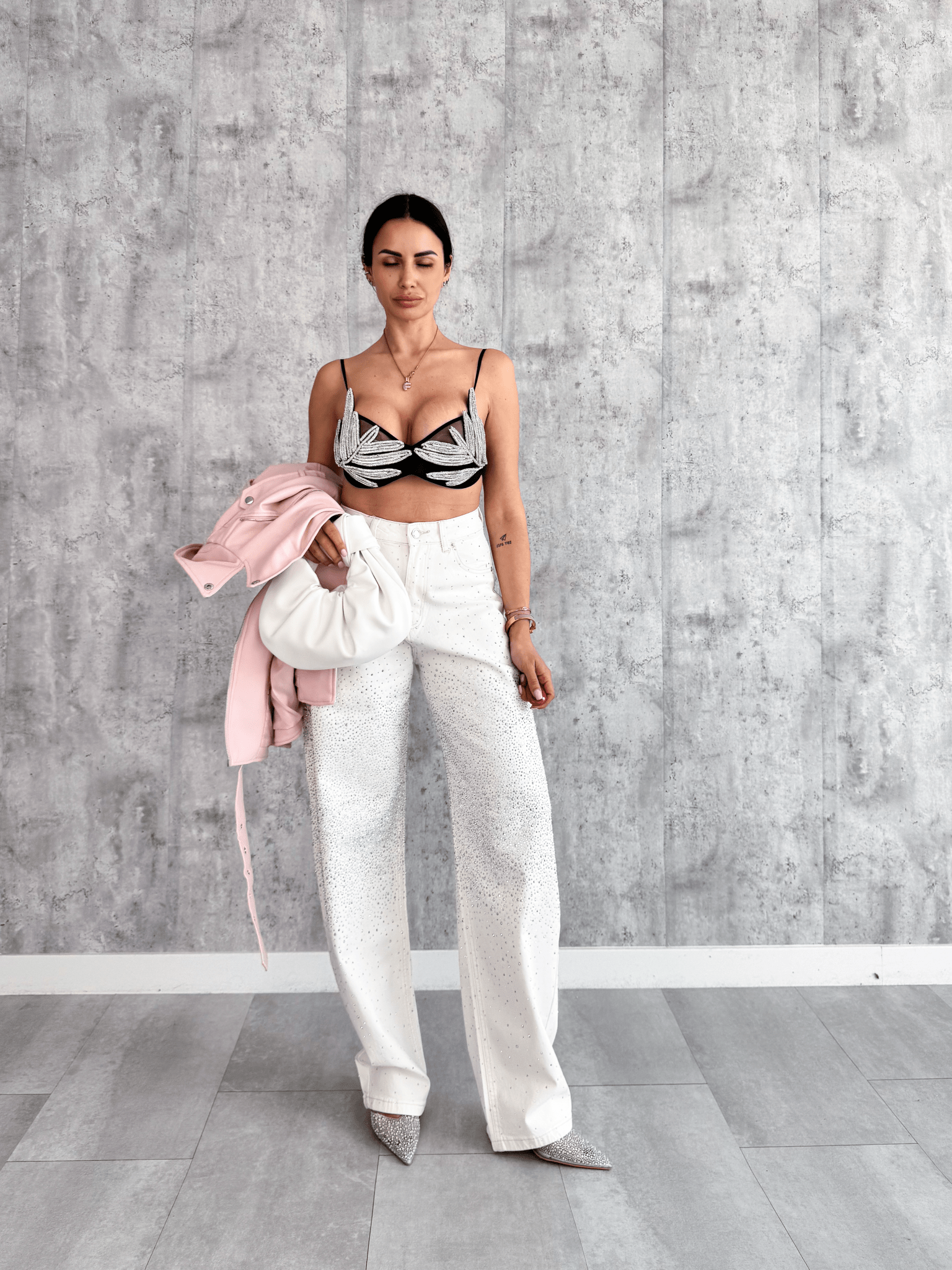 Jeans Baggy Diamonds - Bianco - SAINTH