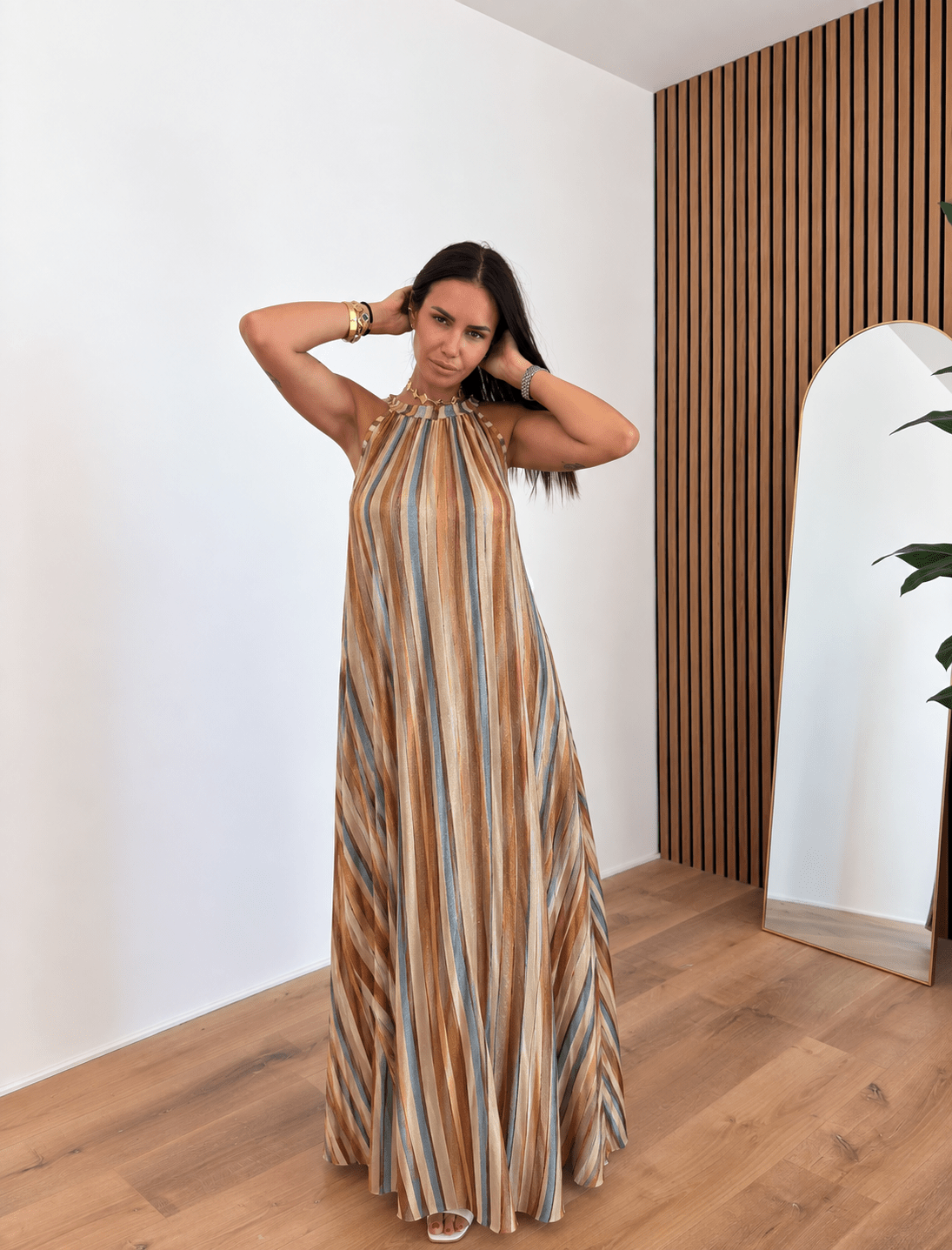 Abito Ventaglio - Celeste Beige - SAINTH