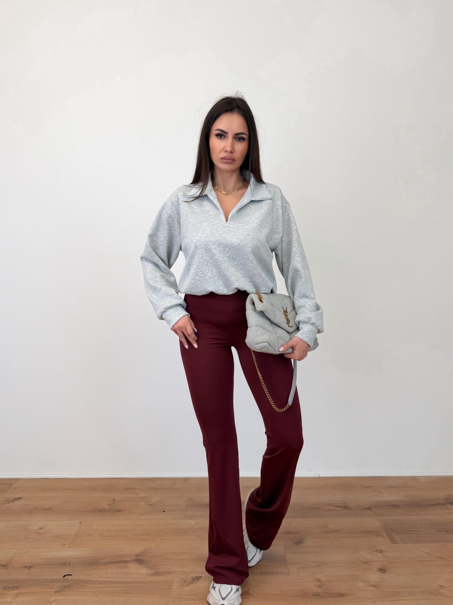 Felpa V Neck - Grigia - SAINTH