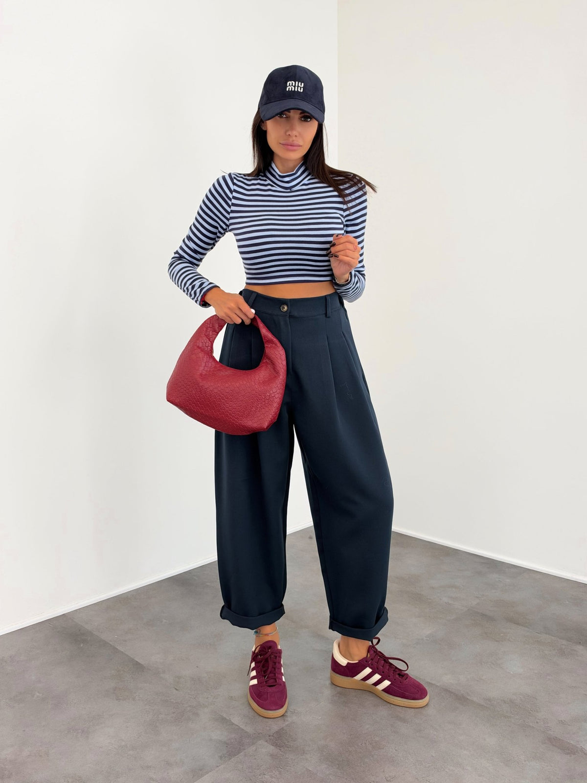 Maglia Crop Linee - Blu Celeste - SAINTH
