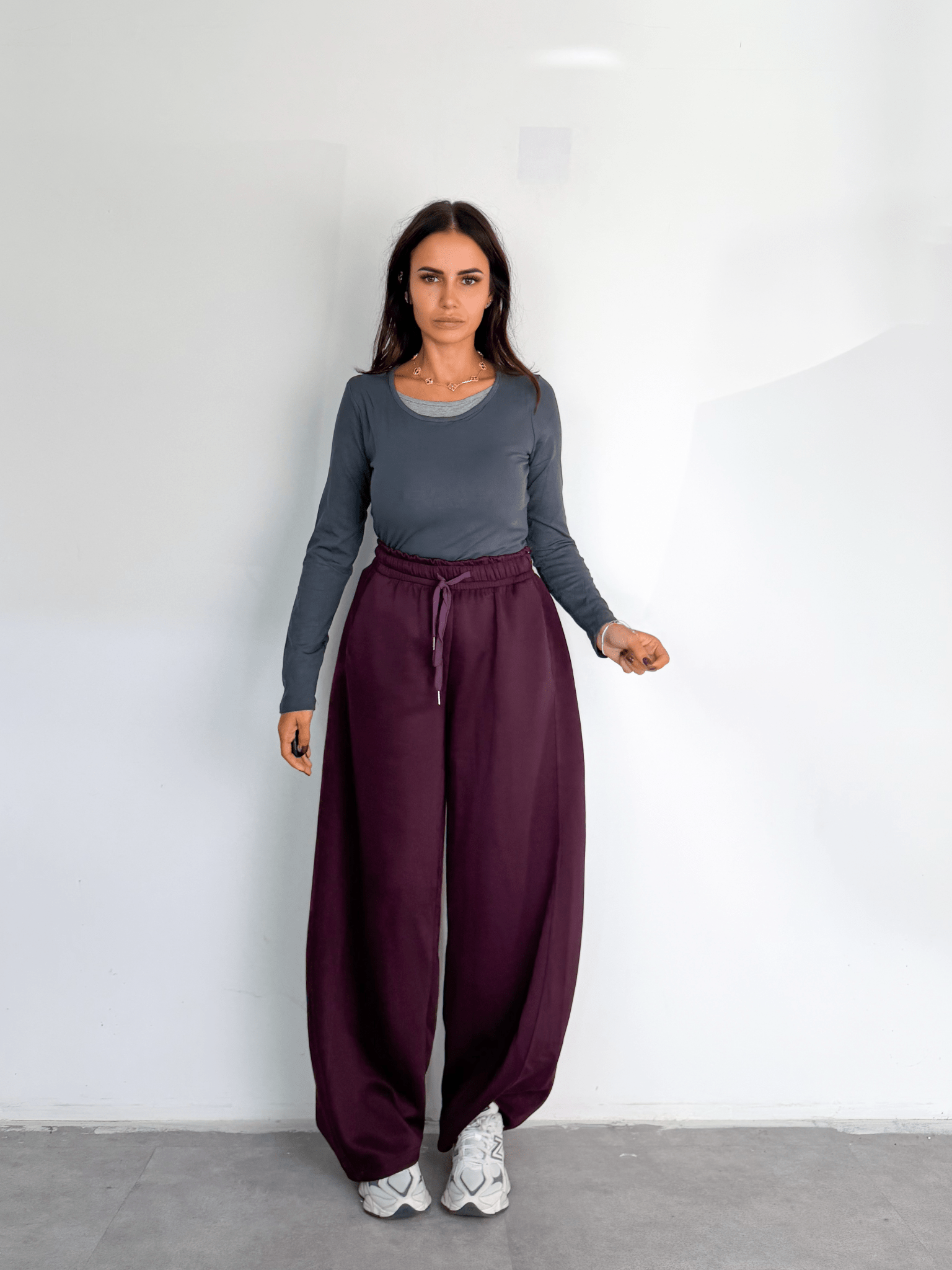 Pantalone Tuta Wide Leg - Vinaccia - SAINTH