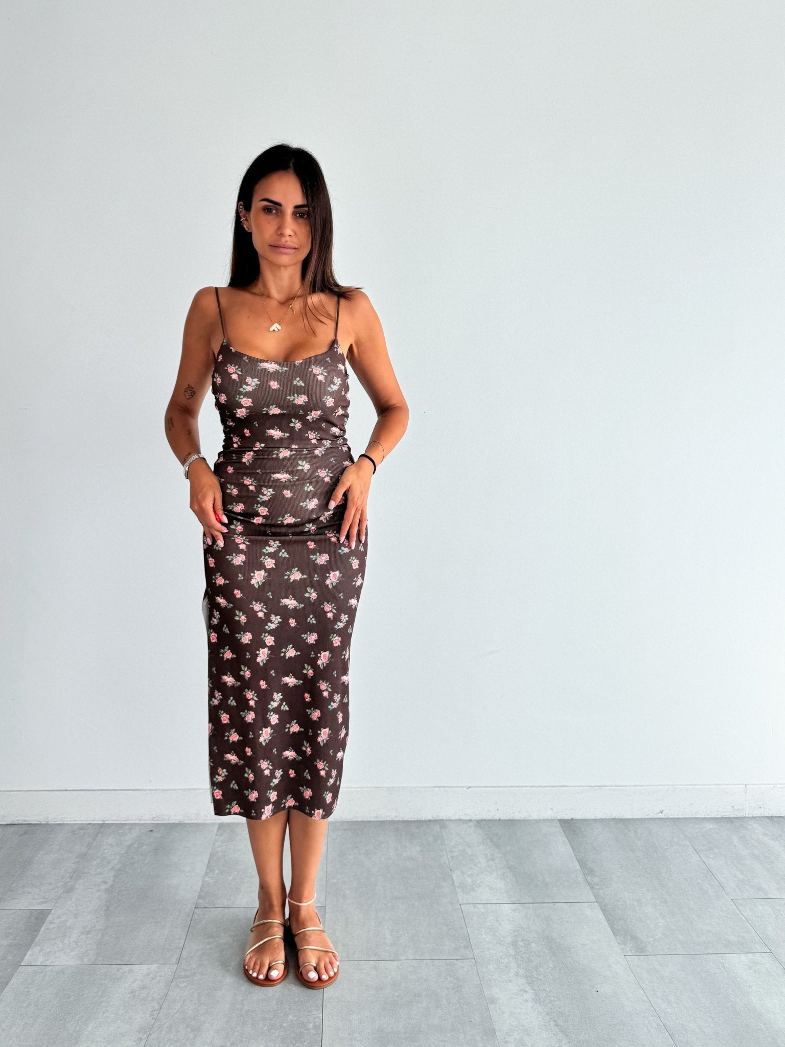 Abito Costine Roselline - Marrone - SAINTH