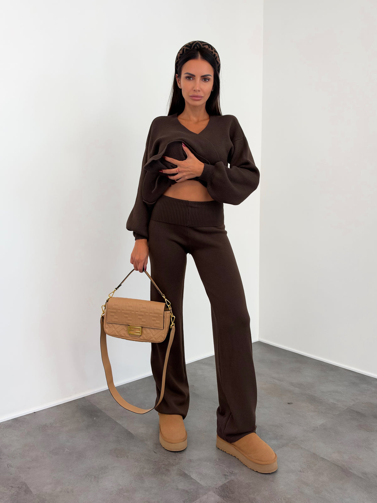 Pantalone In Maglia - Marrone
