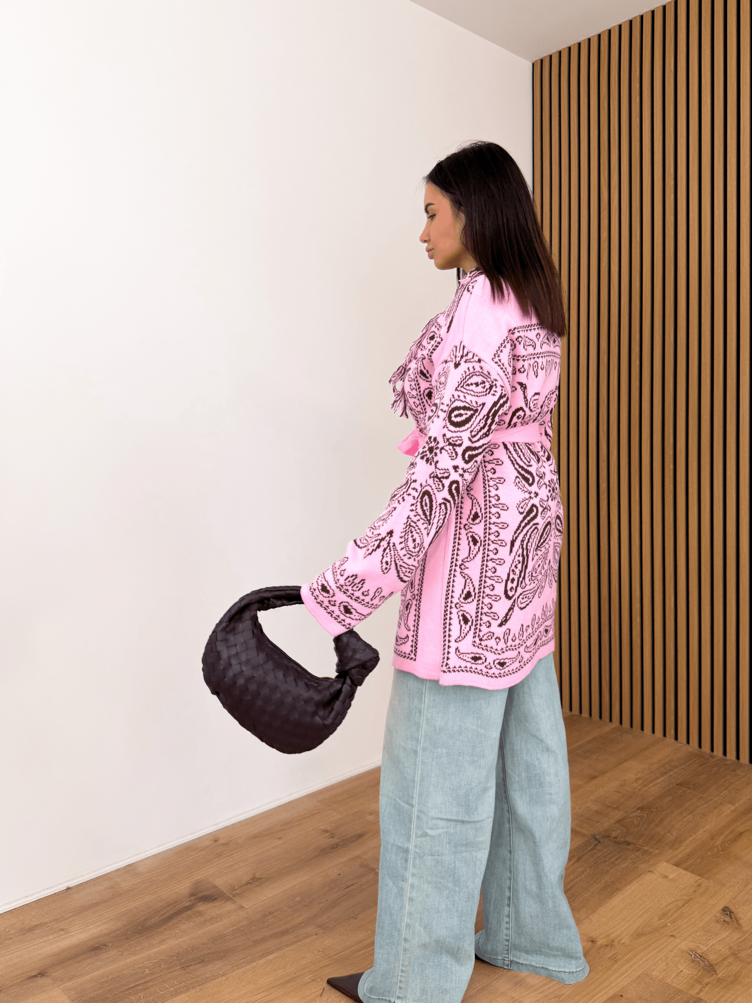 Cardigan Azteco - Baby Pink e Marrone - SAINTH