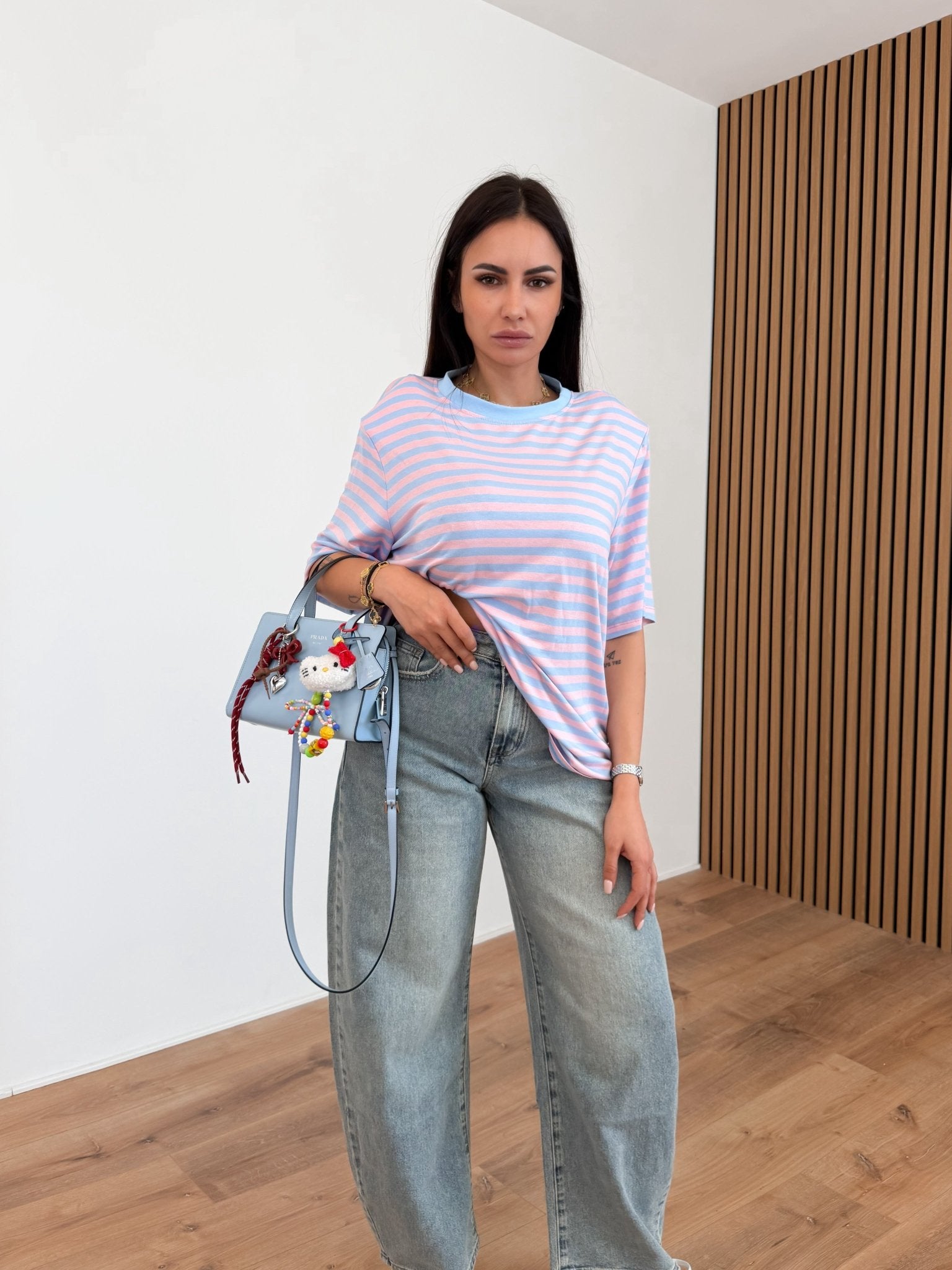 Maxi Maglia Linee - Celeste e Rosa - SAINTH