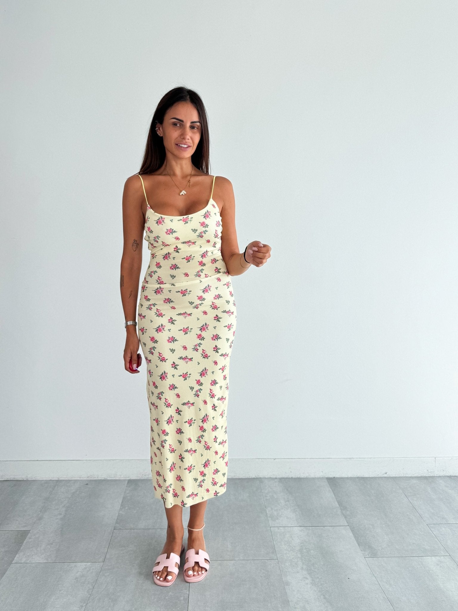 Abito Costine Roselline - Giallo - SAINTH