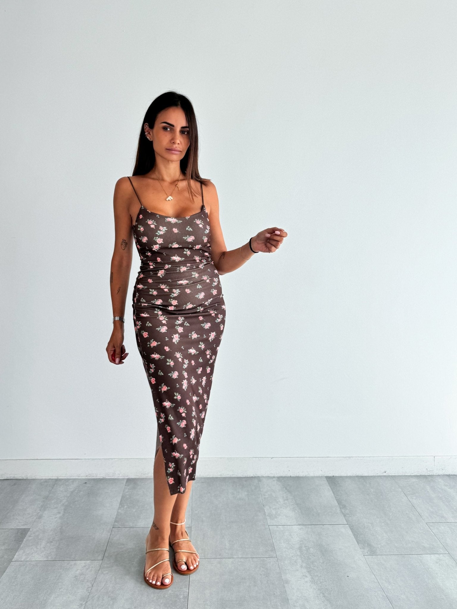 Abito Costine Roselline - Marrone - SAINTH