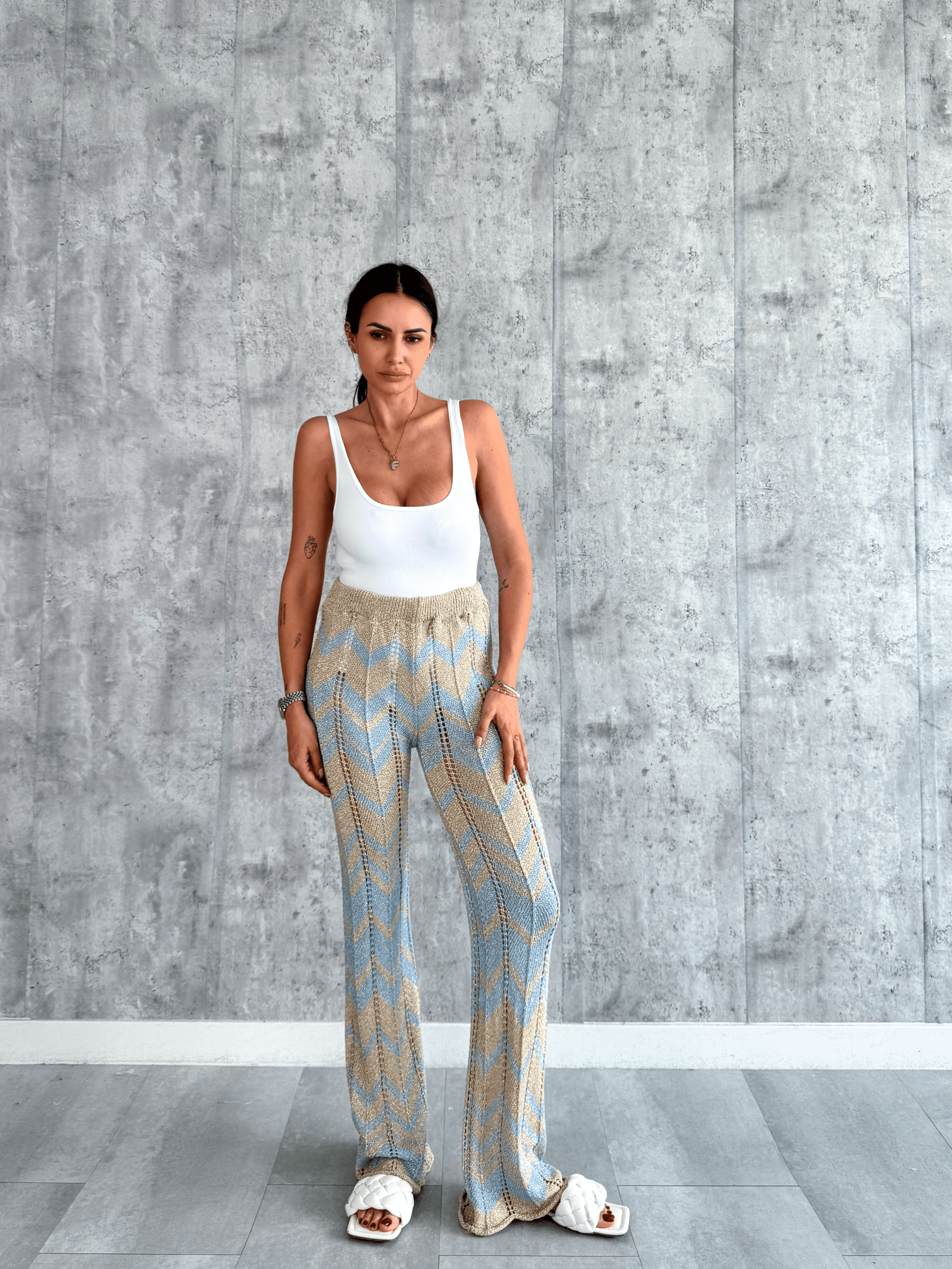 Pantalone Zigzag - Celeste - SAINTH