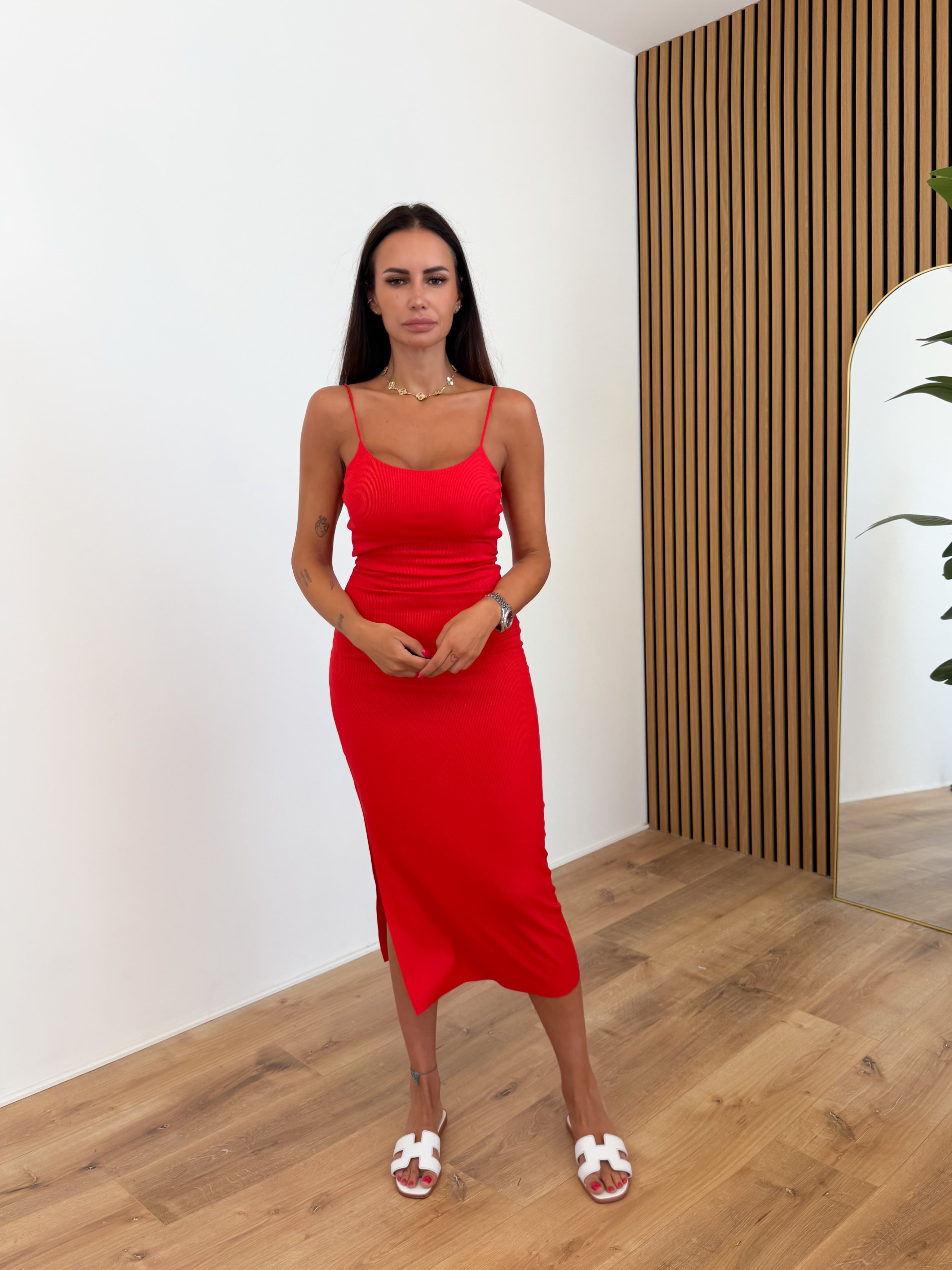 Abito Basic Costine - Rosso