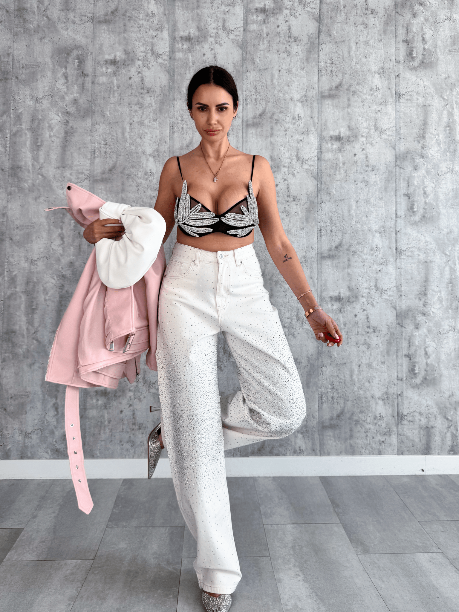 Jeans Baggy Diamonds - Bianco - SAINTH