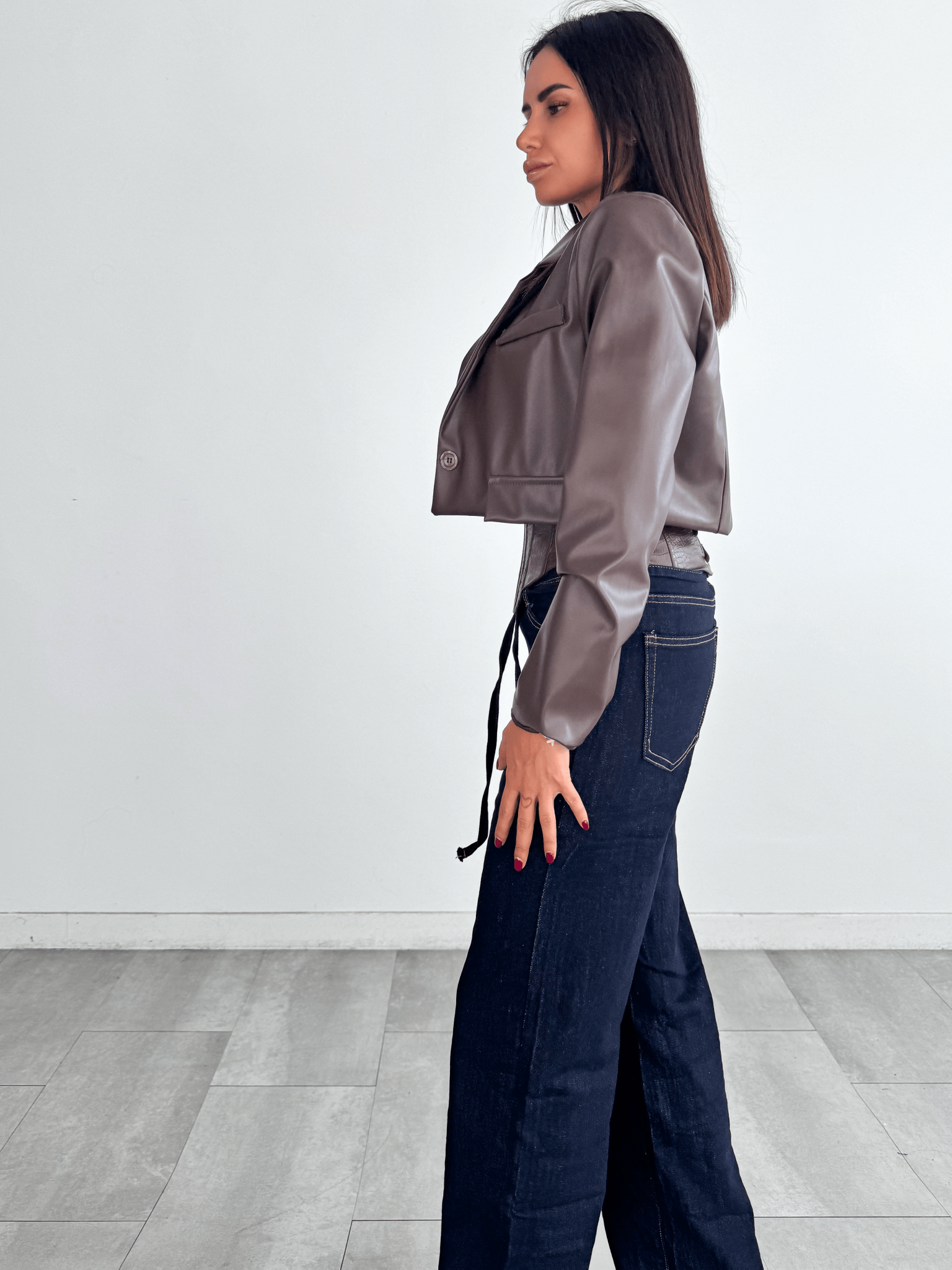 Blazer Ecopelle Crop - Marrone - SAINTH