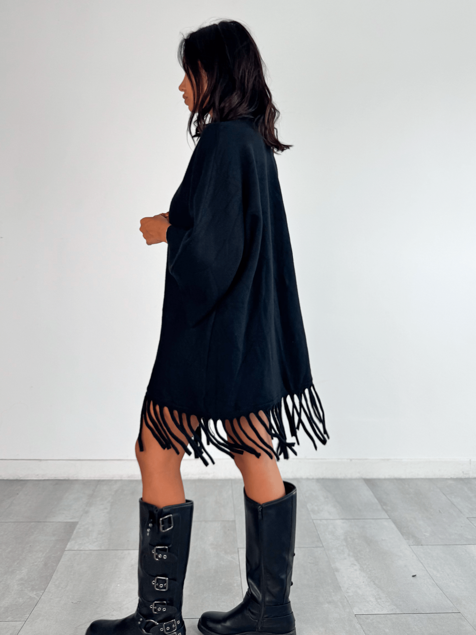 Cardigan Frange - Nero - SAINTH