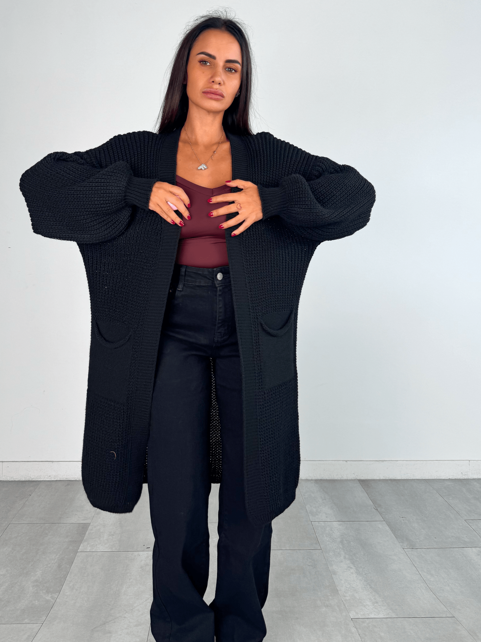 Cardigan Flamingo - Nero - SAINTH