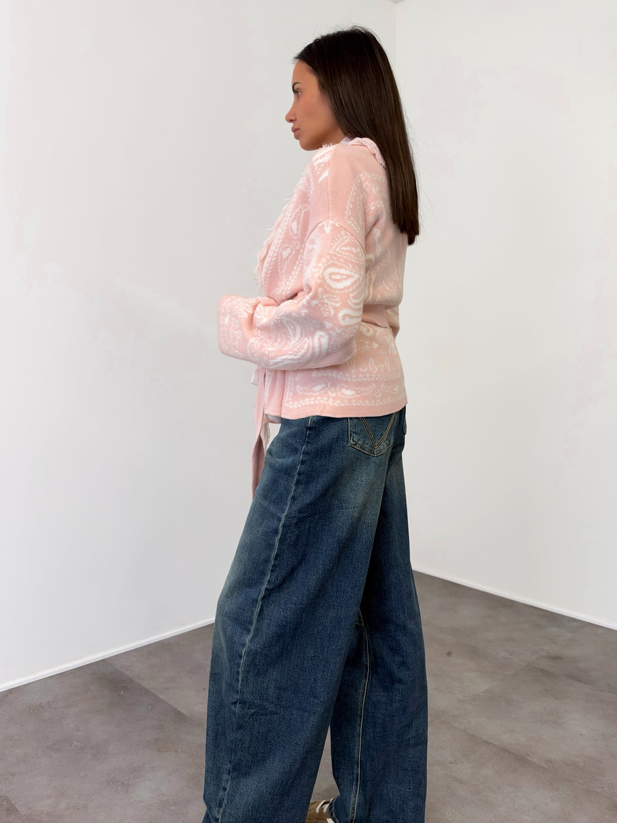 Cardigan Crop Azteco - Cipria