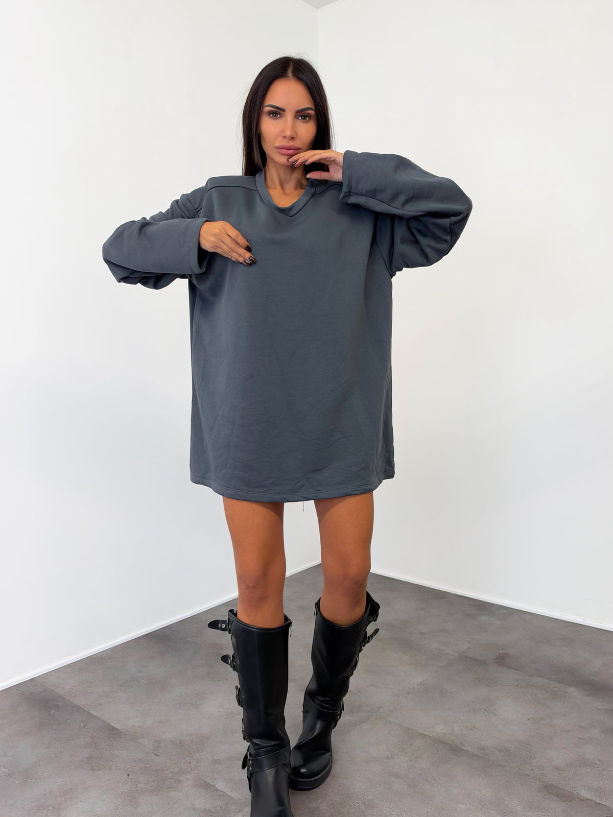 Felpa Maxi Spalla - Grigio Scuro