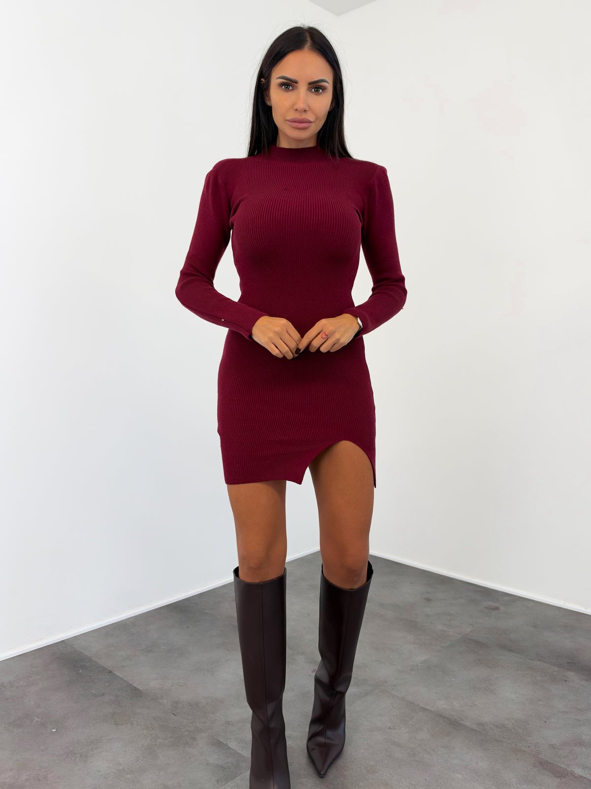 Abito Pull Spacchetto - Bordeaux