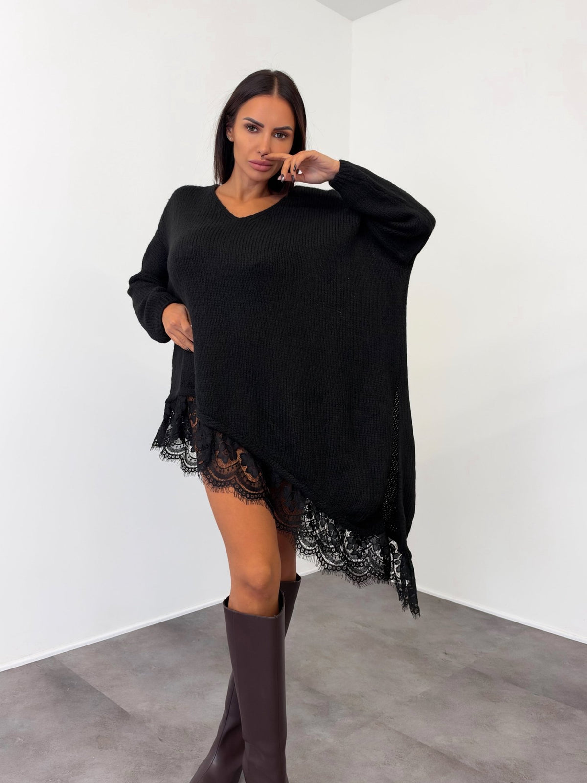 Abito Pull Vertice - Nero - SAINTH