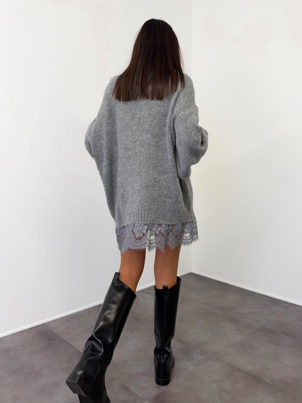 Abito Pull Ricamo - Grigio - SAINTH
