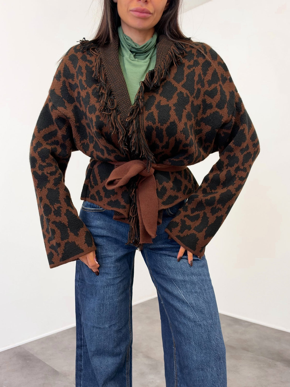 Cardigan Crop Gheo - Leopardato Scuro - SAINTH