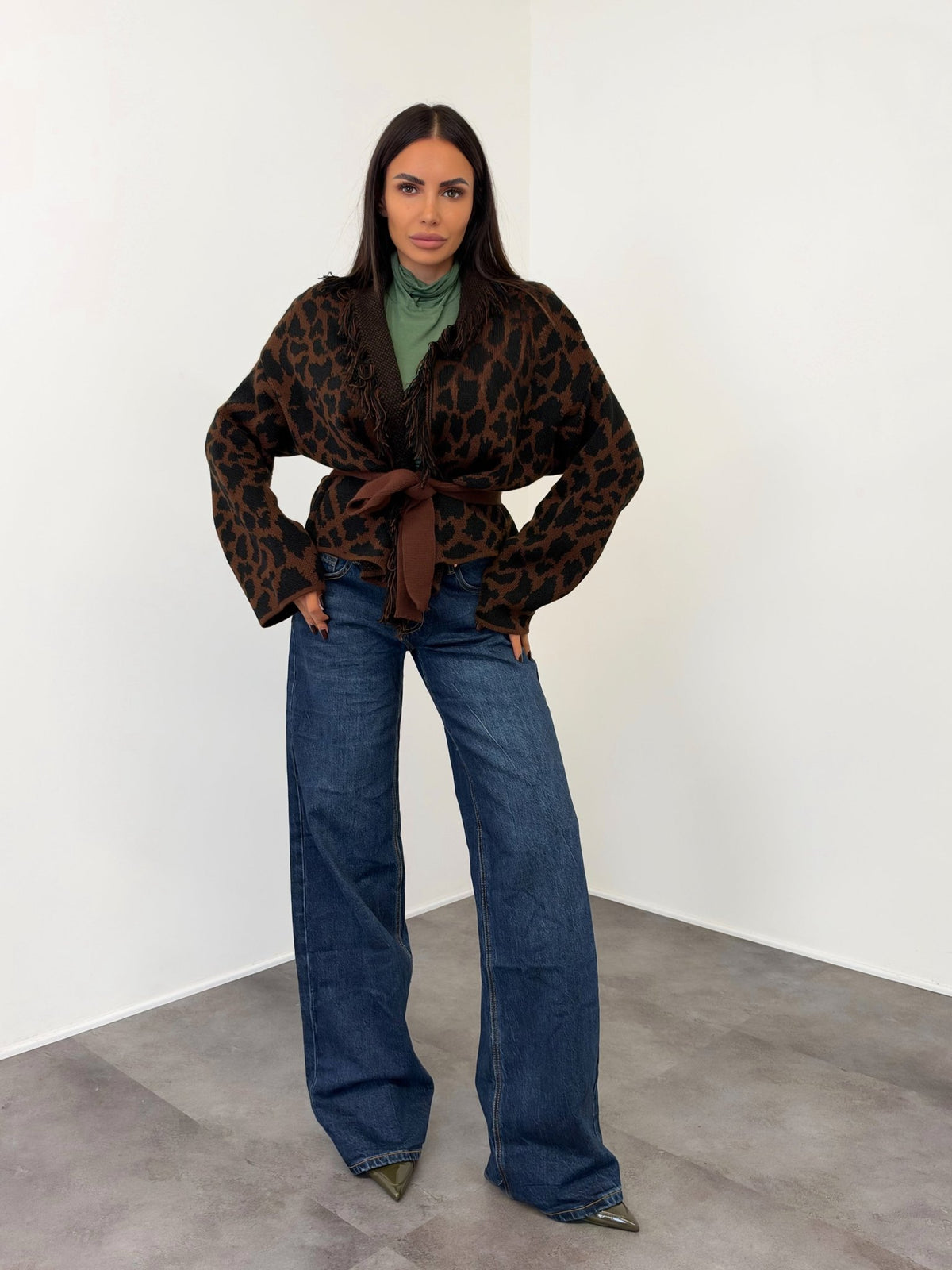 Cardigan Crop Gheo - Leopardato Scuro - SAINTH