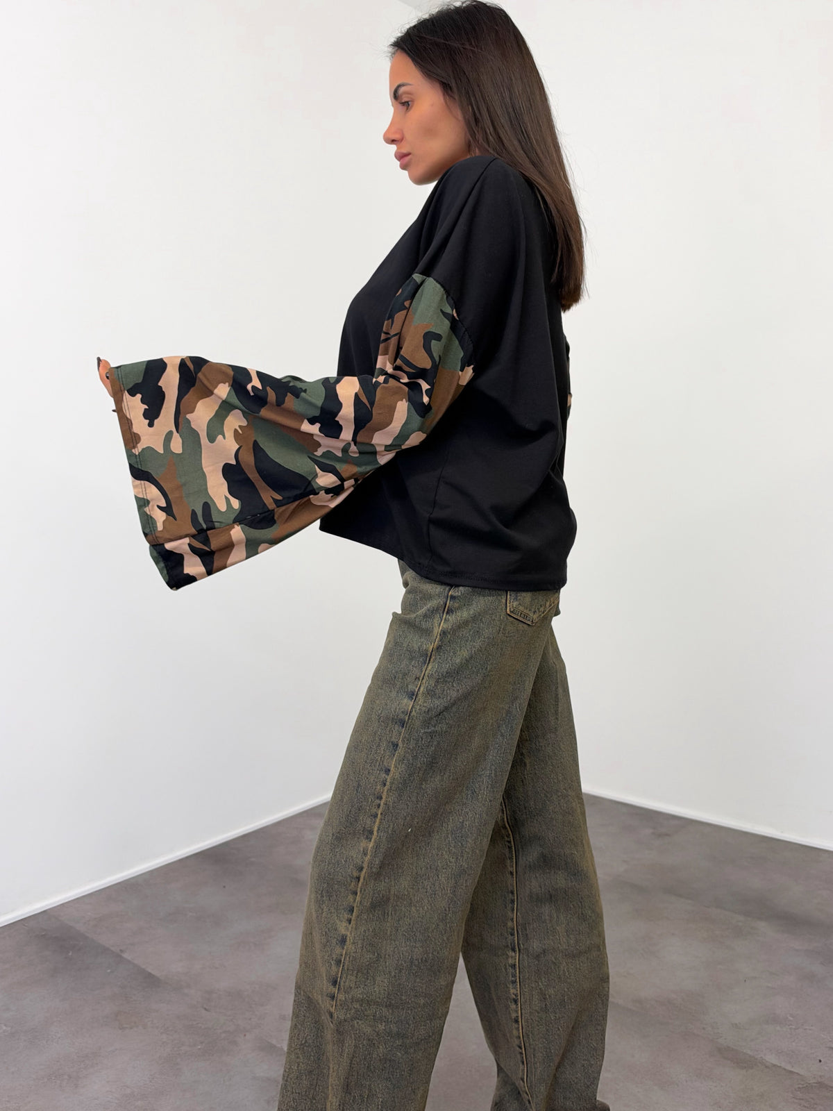 Maglia Contrasto - Nera Camouflage