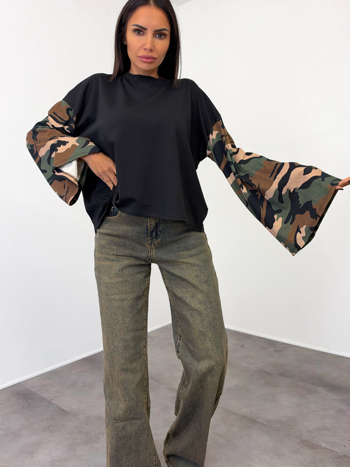 Maglia Contrasto - Nera Camouflage