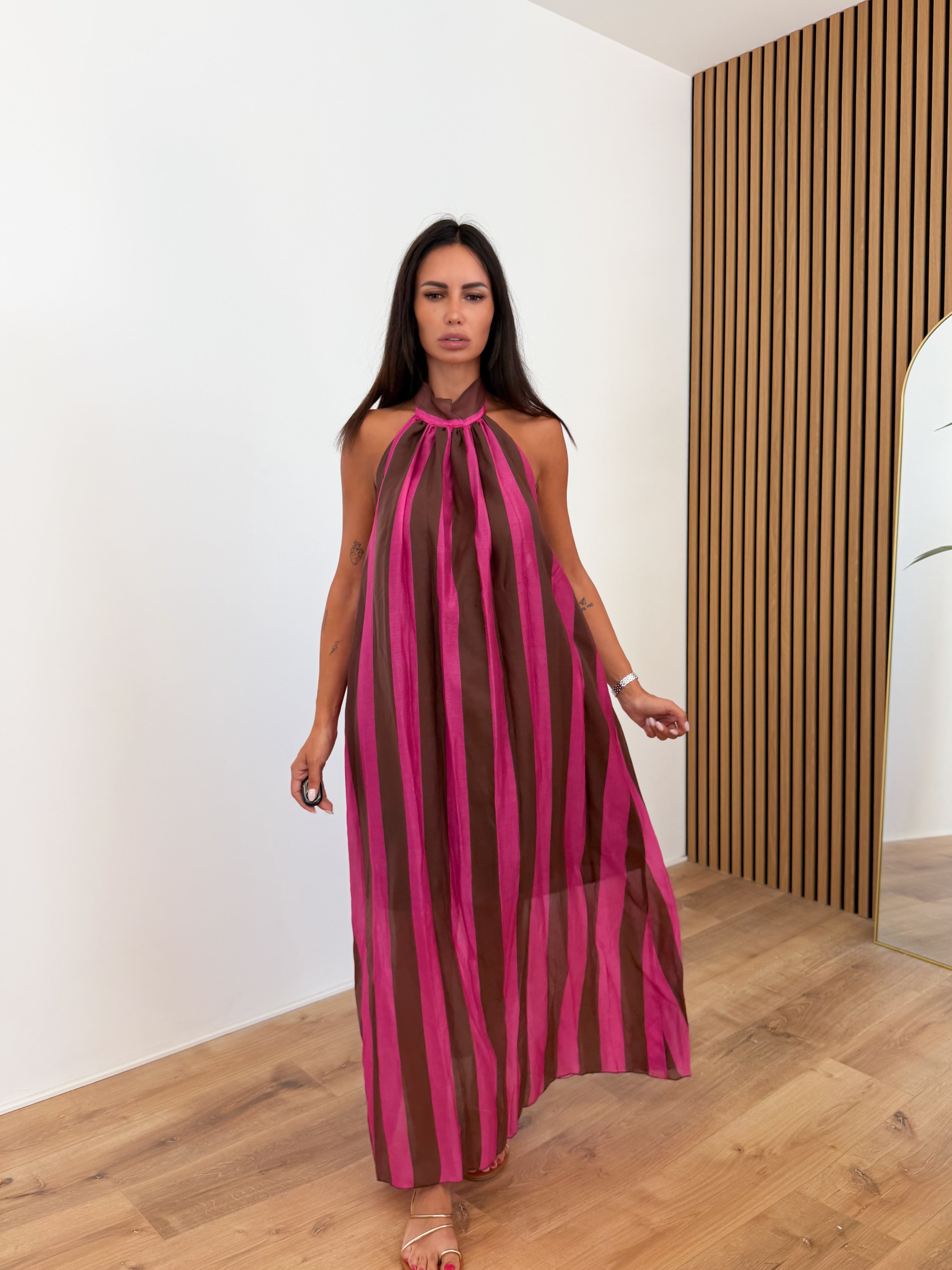 Abito Lines - Fucsia Marrone