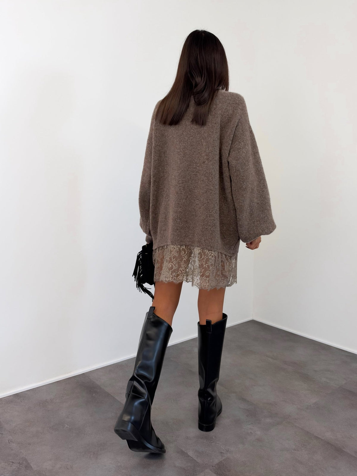 Abito Pull Pizzo - Tortora - SAINTH