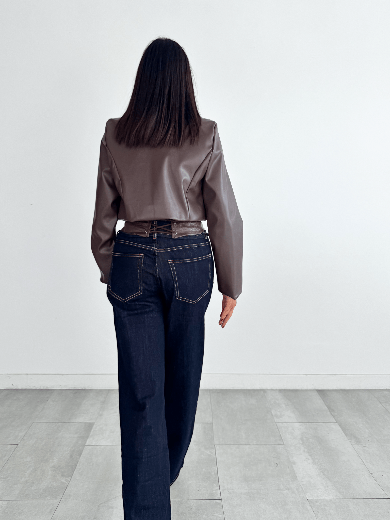 Blazer Ecopelle Crop - Marrone - SAINTH