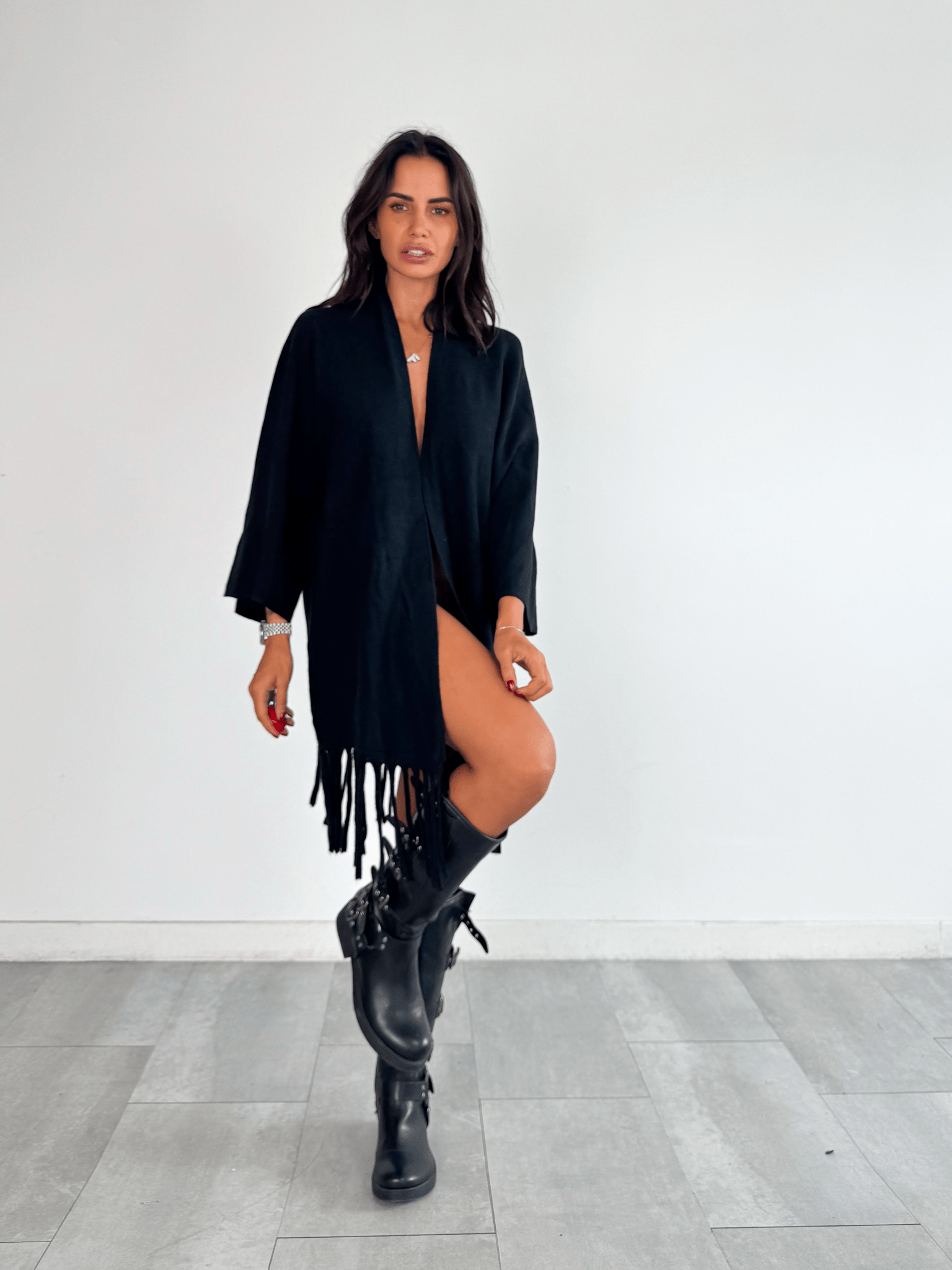 Cardigan Frange - Nero - SAINTH