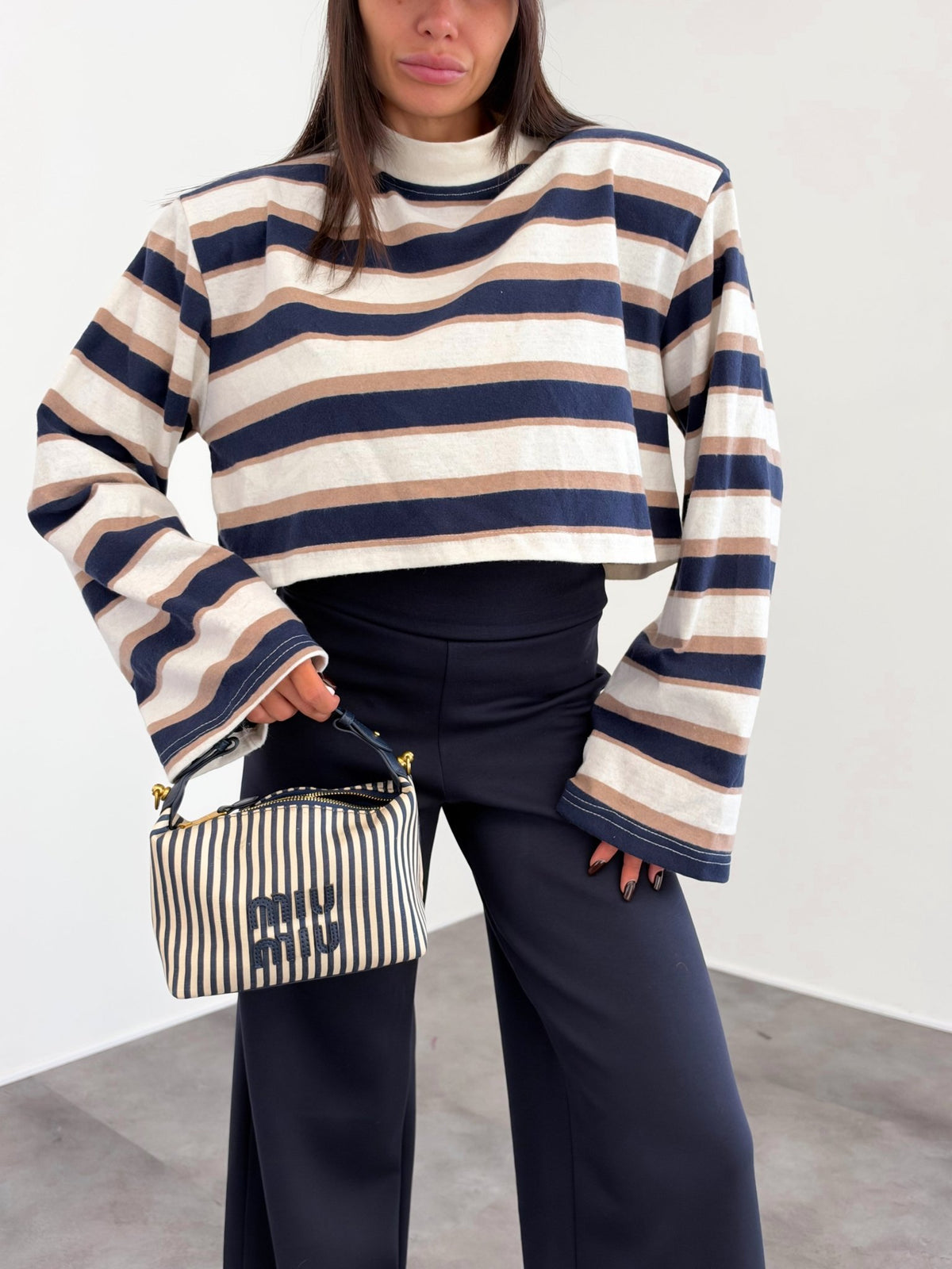 Maglia Crop Righe - Burro Blu - SAINTH