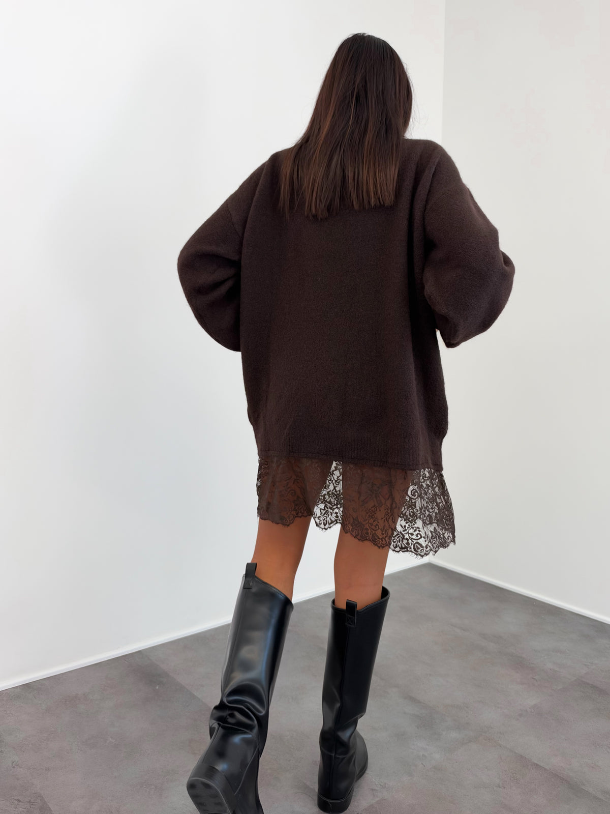 Abito Pull Pizzo - Marrone