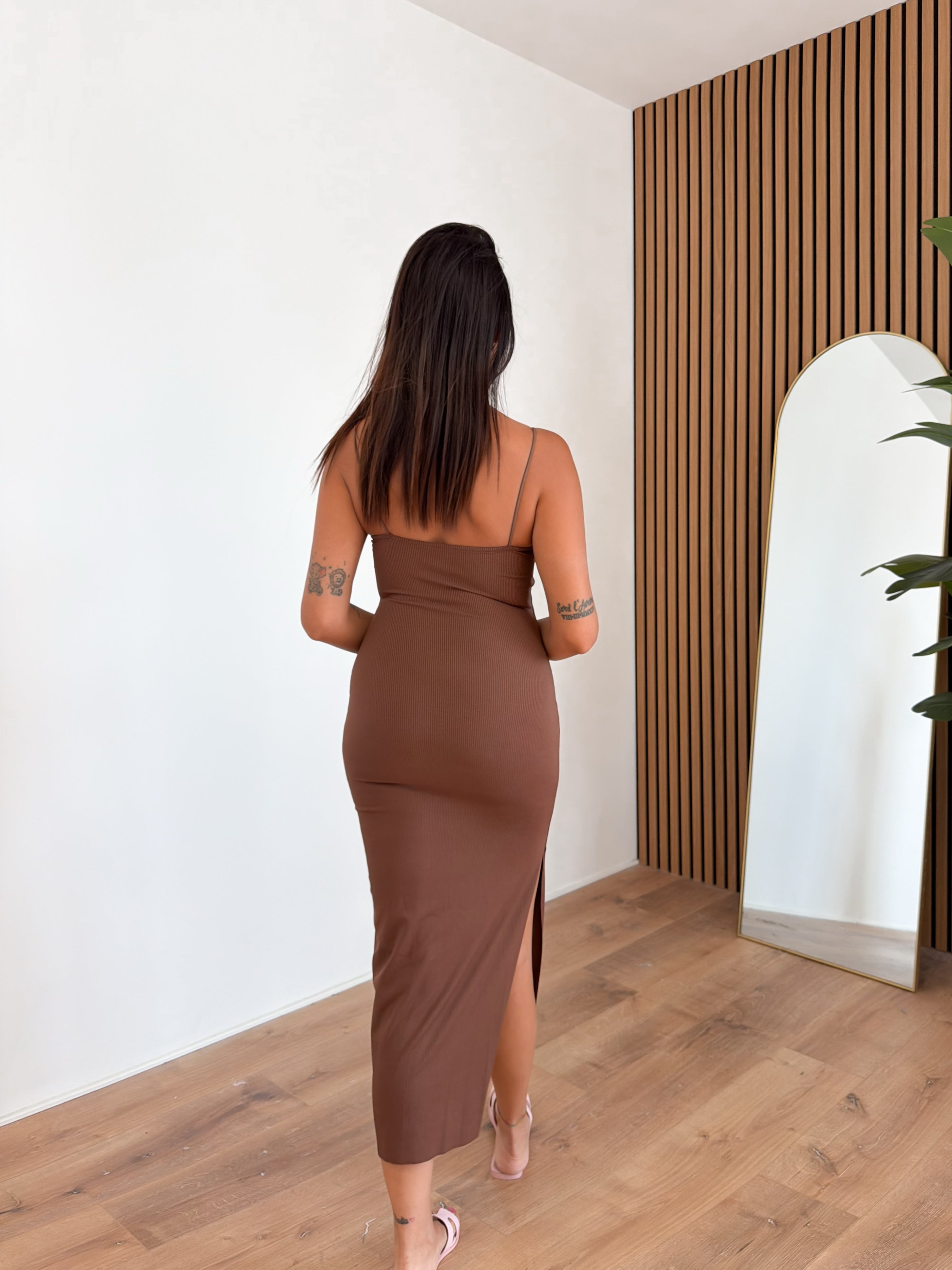 Abito Basic Costine - Marrone