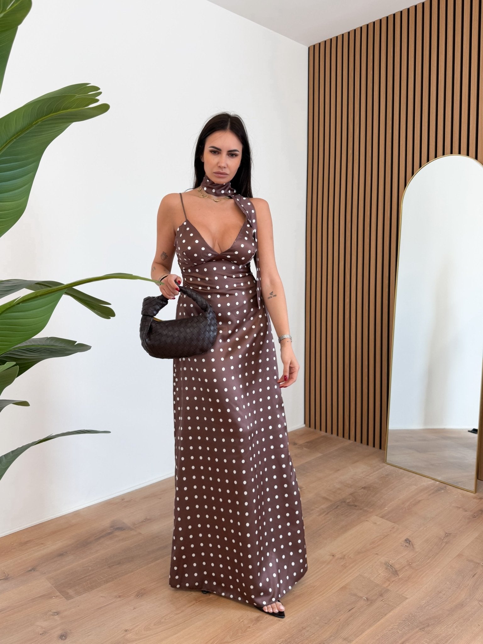 Abito Dalia - Pois Marrone - SAINTH