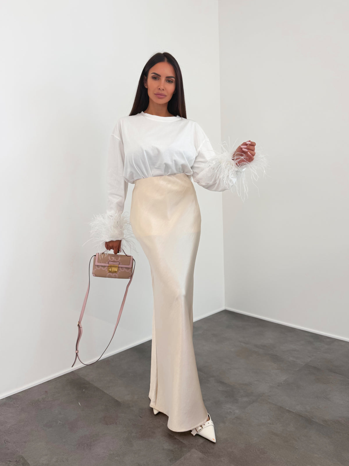Maxi Maglia Piume - Bianca