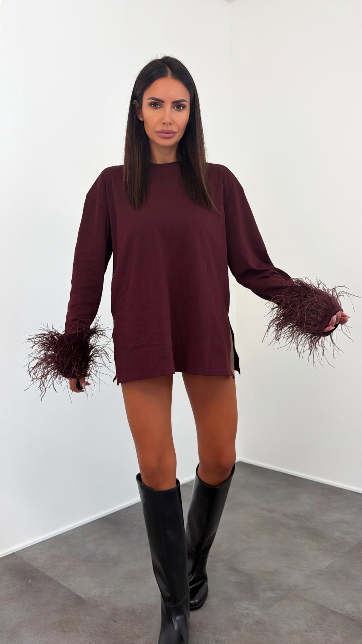 Maxi Maglia Piume - Bordeaux
