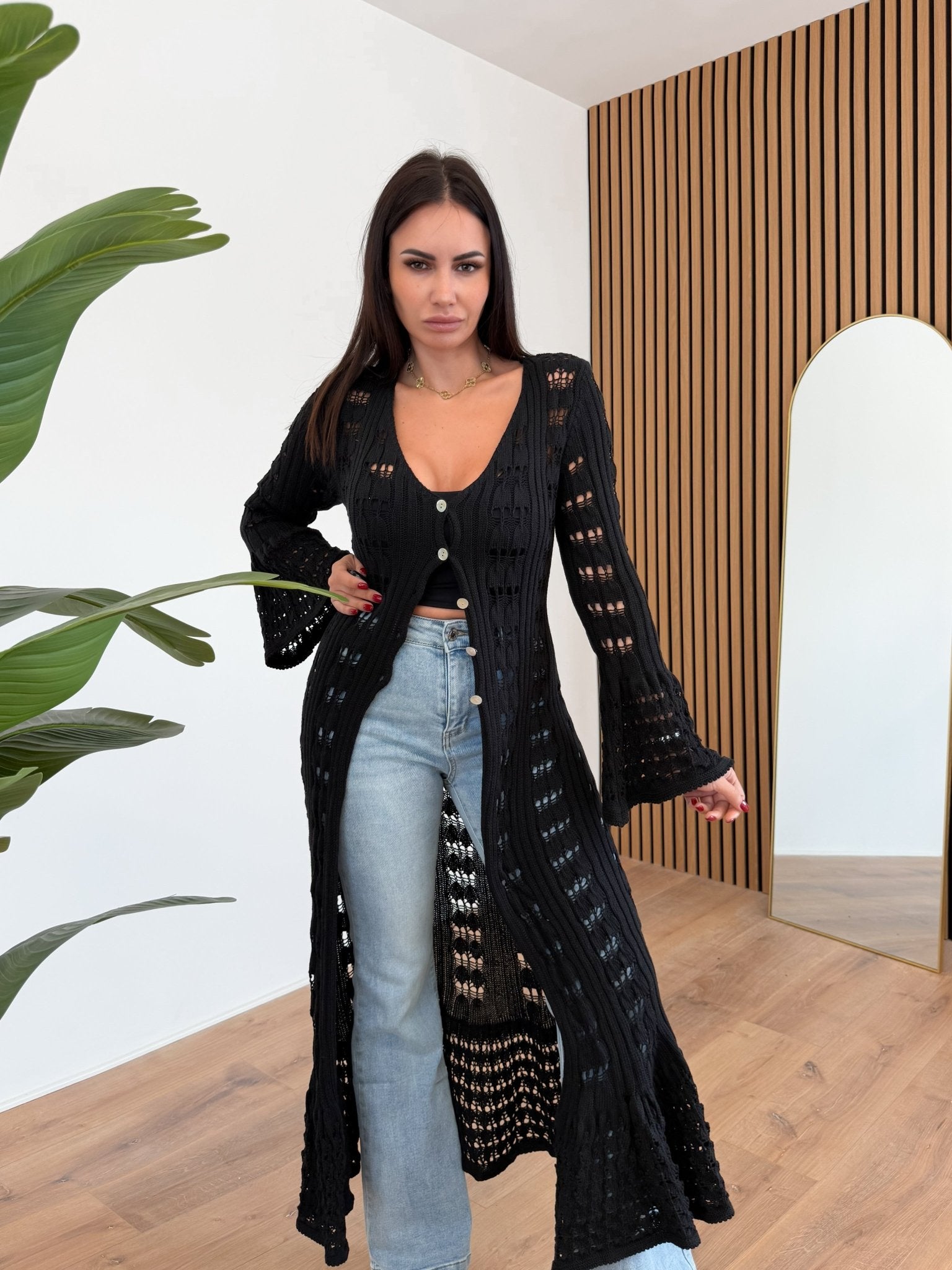 Cardigan Traforato - Nero - SAINTH