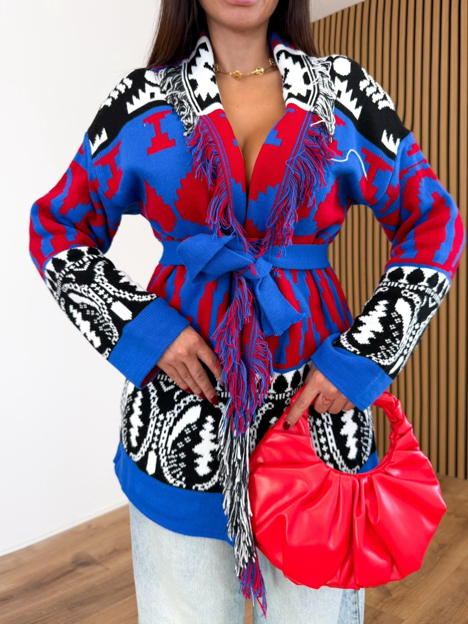 Cardigan Hindu - Blu e Rosso - SAINTH