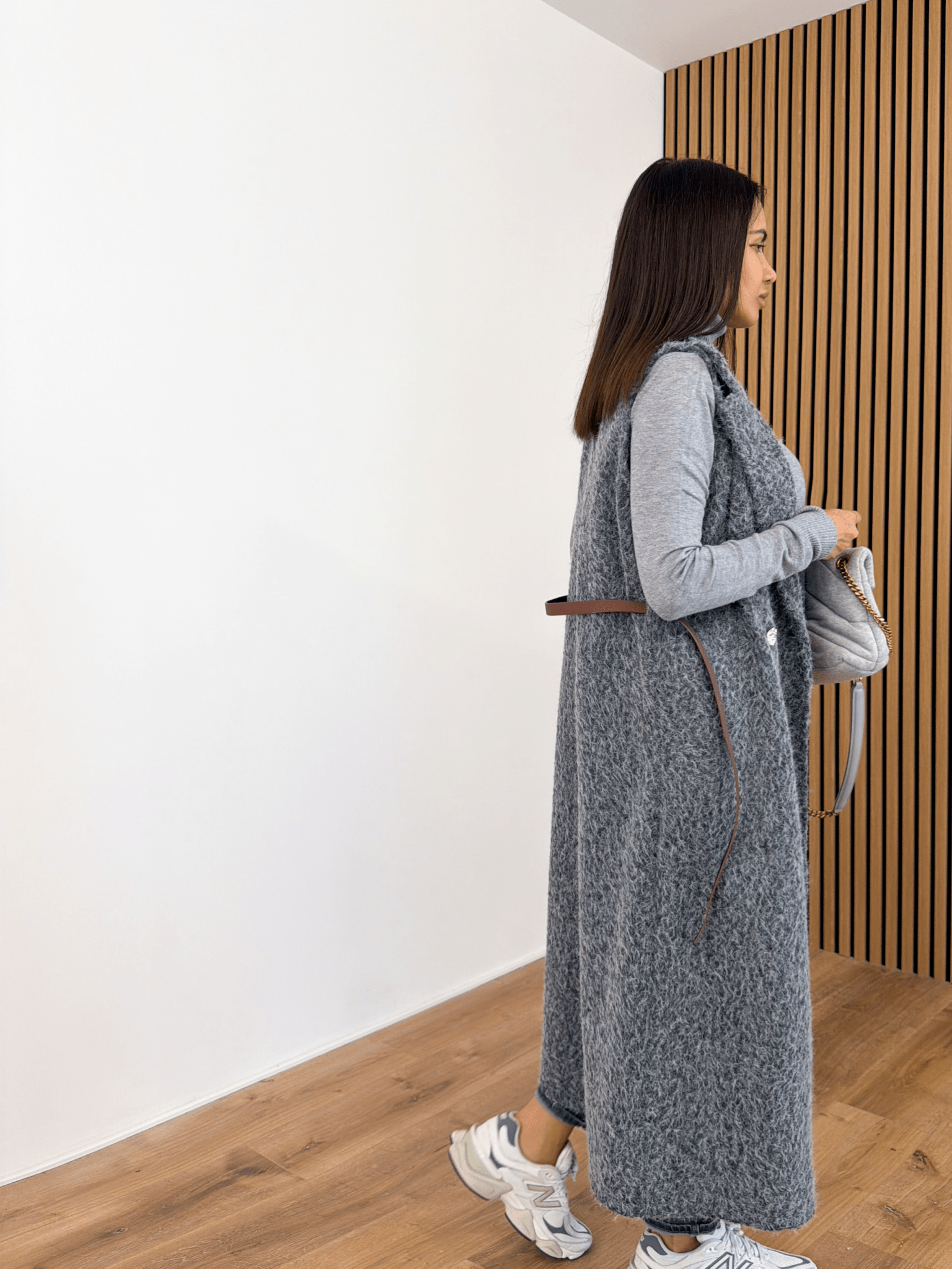 Gilet Long + Cintura - Grigio - SAINTH