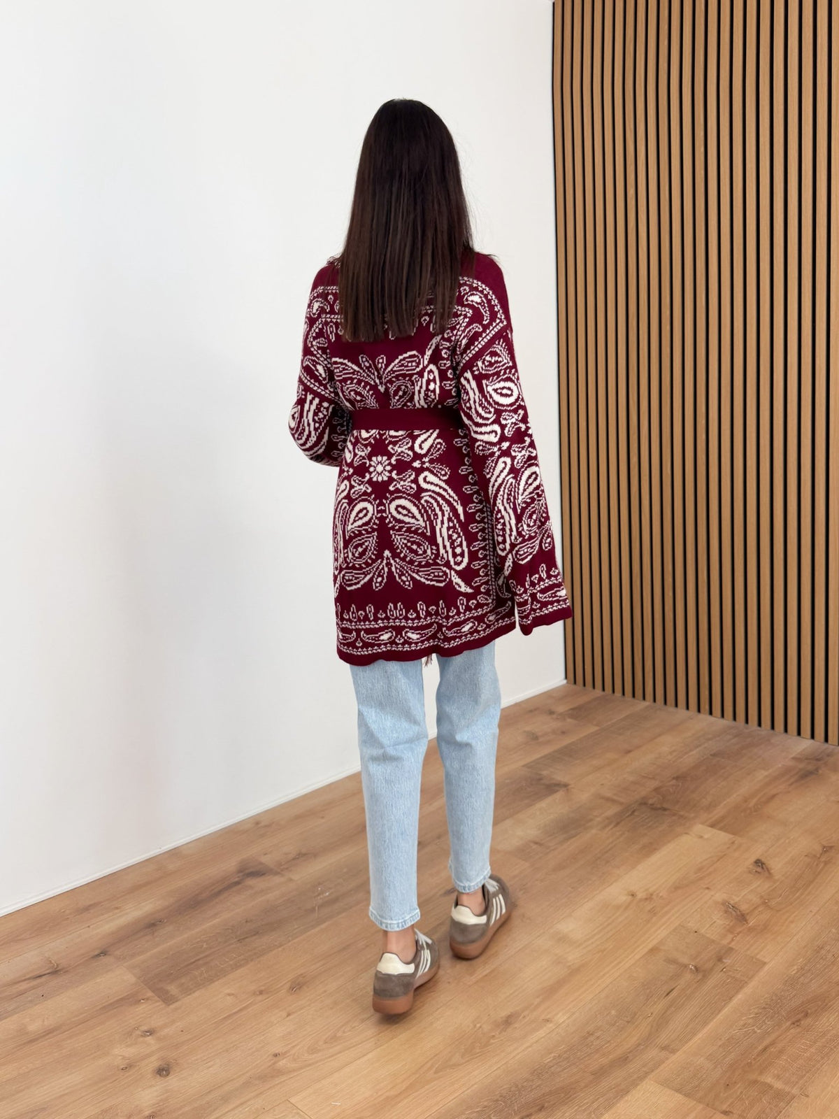Cardigan Azteco - Bordeaux e Bianco - SAINTH