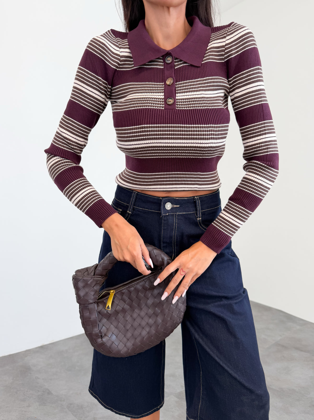 Pull Multirighe - Bordeaux
