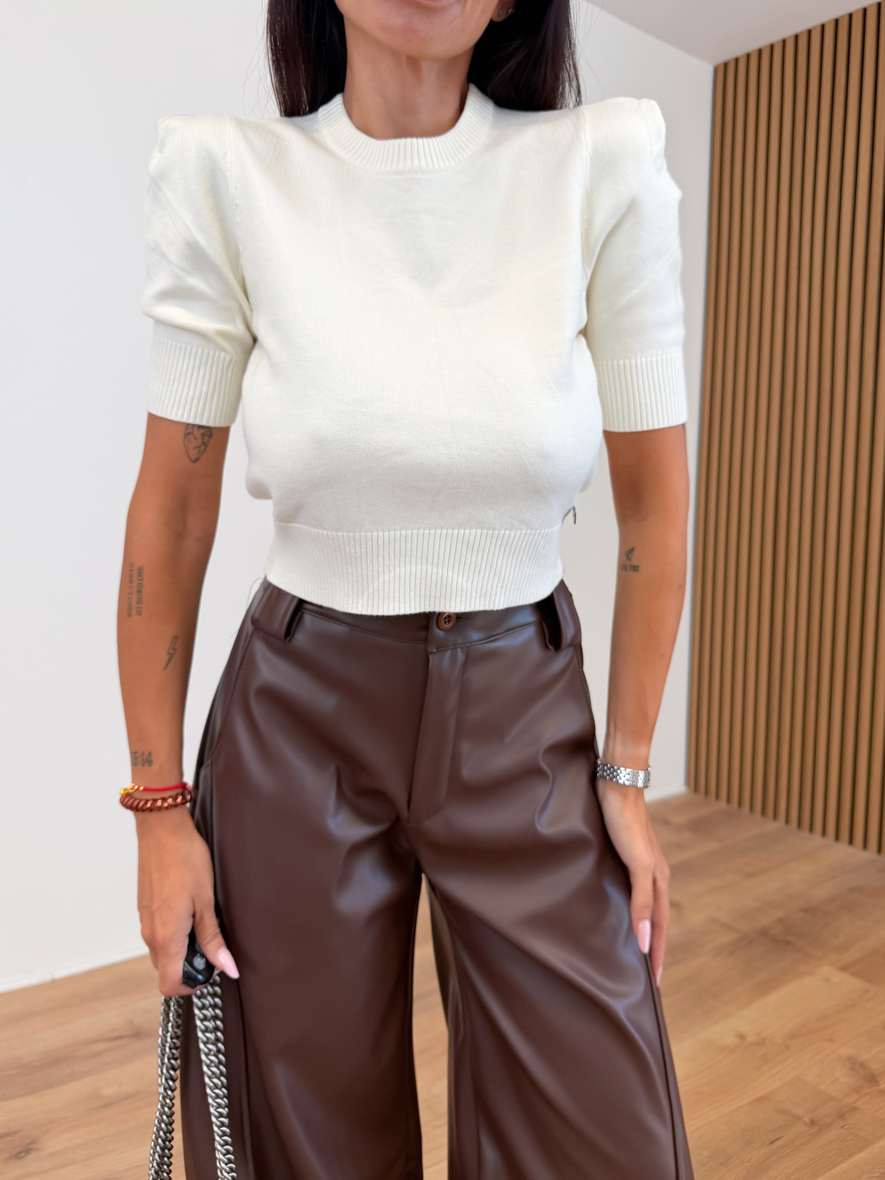 Maglia Crop Knit - Bianca